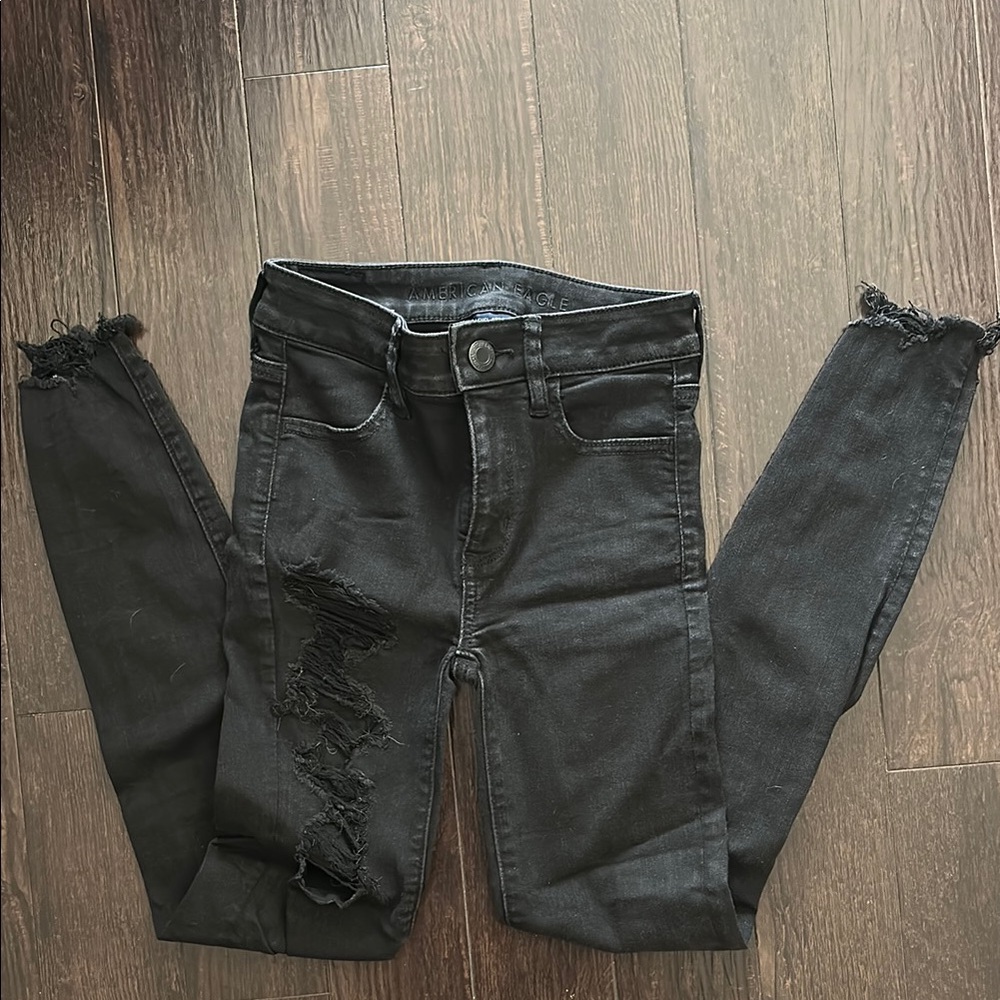Women's Black Distressed Jeans